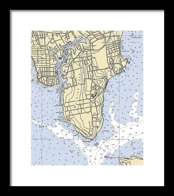 Warwick Neck-rhode Island Nautical Chart - Framed Print