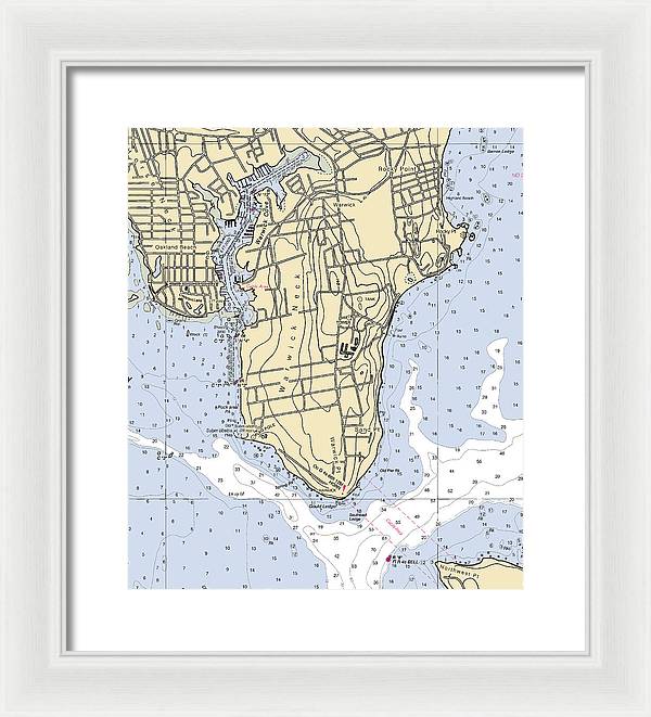 Warwick Neck-rhode Island Nautical Chart - Framed Print