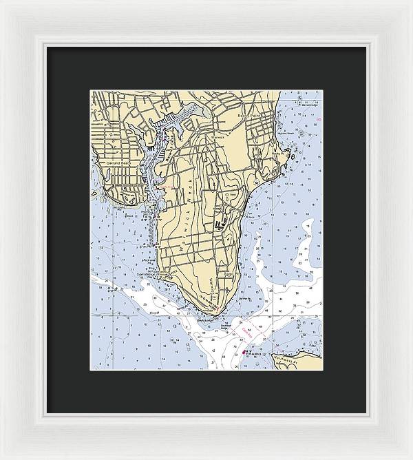 Warwick Neck-rhode Island Nautical Chart - Framed Print