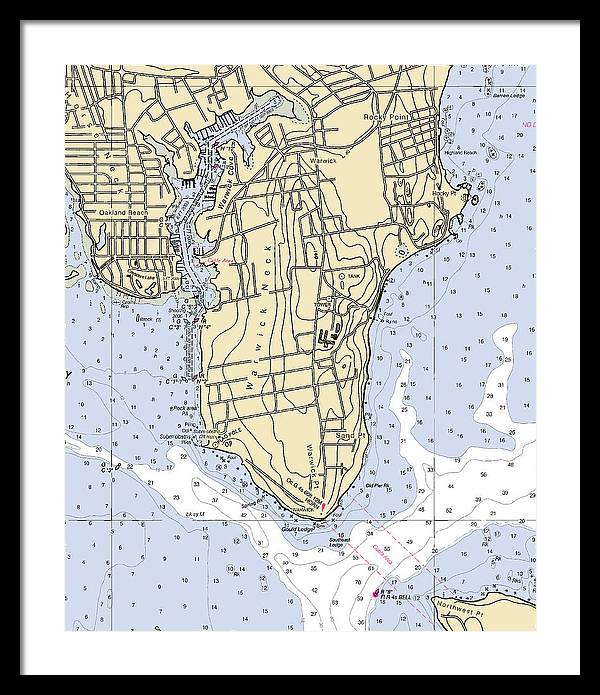 Warwick Neck-rhode Island Nautical Chart - Framed Print