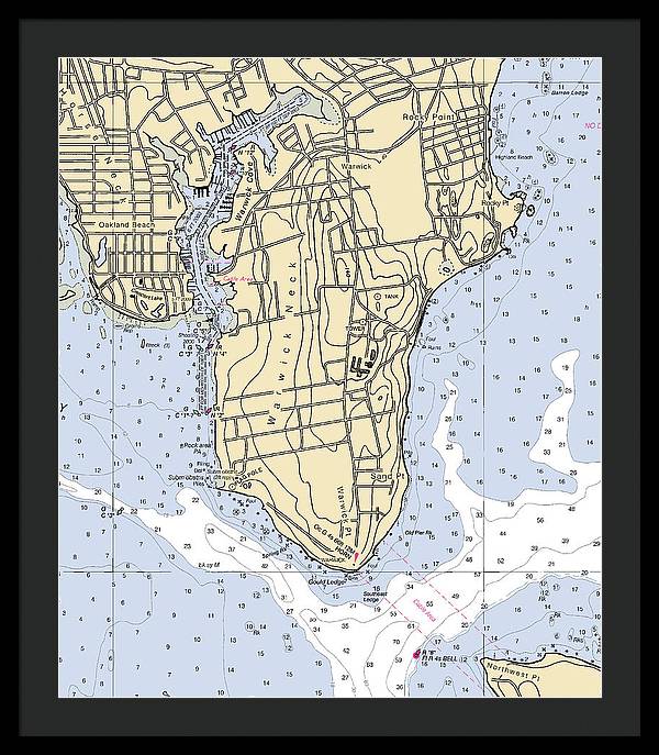 Warwick Neck-rhode Island Nautical Chart - Framed Print