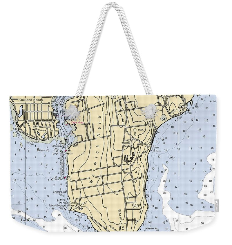 Warwick Neck-rhode Island Nautical Chart - Weekender Tote Bag