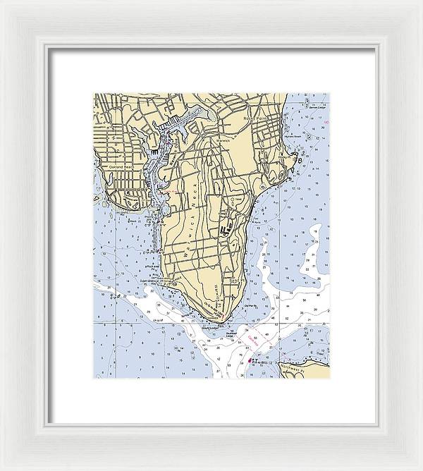 Warwick Neck-rhode Island Nautical Chart - Framed Print