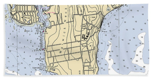 Warwick Neck-rhode Island Nautical Chart - Beach Towel