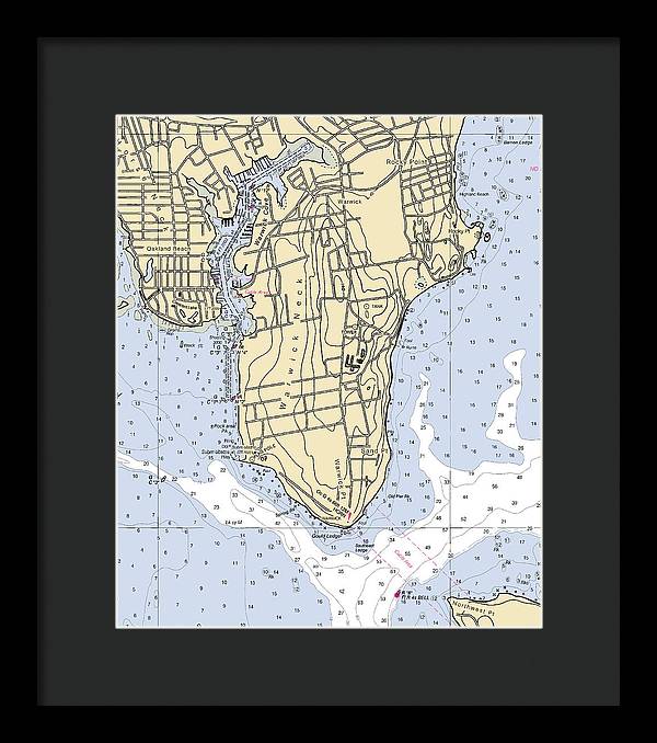 Warwick Neck-rhode Island Nautical Chart - Framed Print