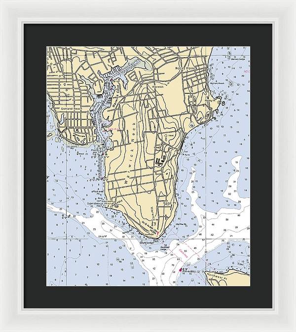 Warwick Neck-rhode Island Nautical Chart - Framed Print