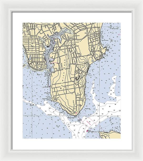 Warwick Neck-rhode Island Nautical Chart - Framed Print