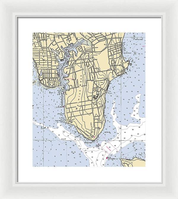 Warwick Neck-rhode Island Nautical Chart - Framed Print