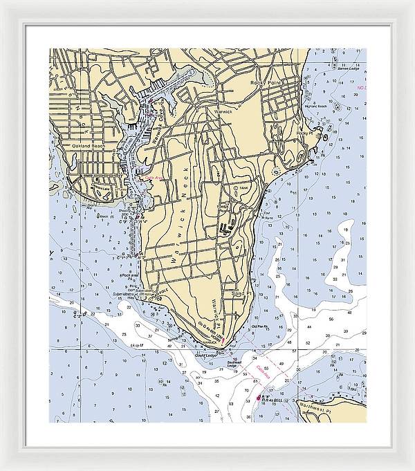 Warwick Neck-rhode Island Nautical Chart - Framed Print