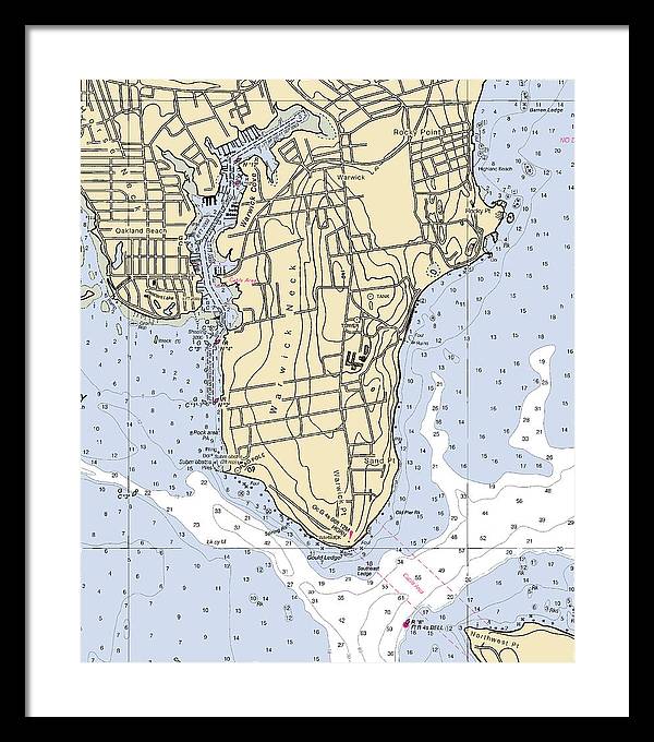 Warwick Neck-rhode Island Nautical Chart - Framed Print