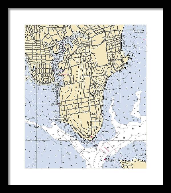 Warwick Neck-rhode Island Nautical Chart - Framed Print