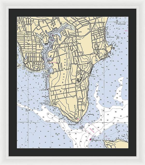 Warwick Neck-rhode Island Nautical Chart - Framed Print