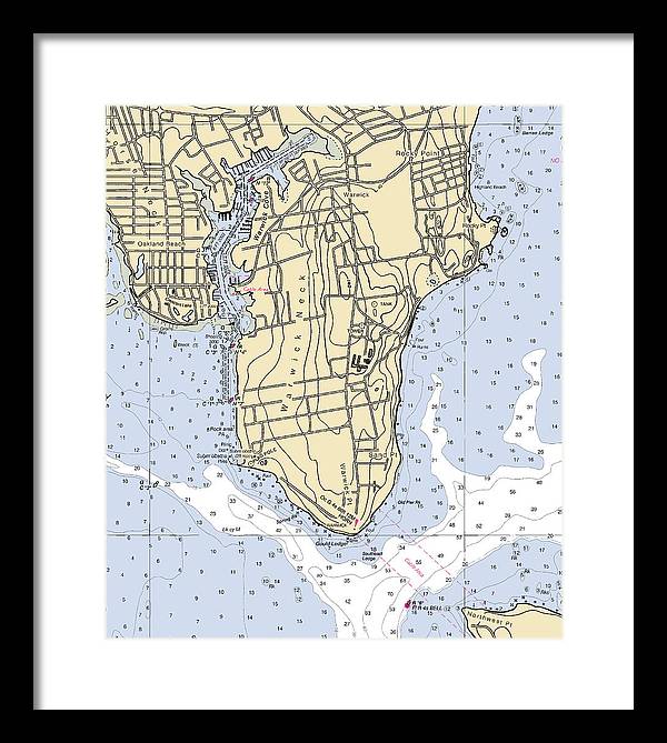 Warwick Neck-rhode Island Nautical Chart - Framed Print