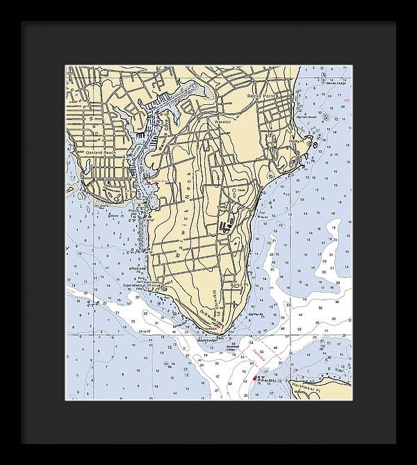 Warwick Neck-rhode Island Nautical Chart - Framed Print