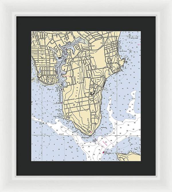 Warwick Neck-rhode Island Nautical Chart - Framed Print