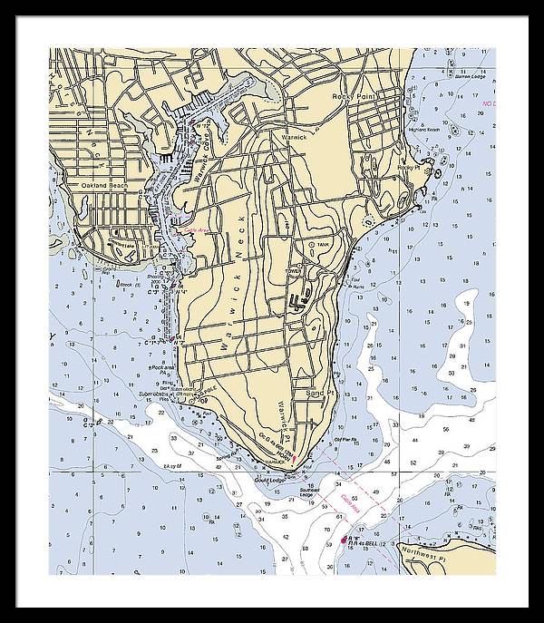 Warwick Neck-rhode Island Nautical Chart - Framed Print