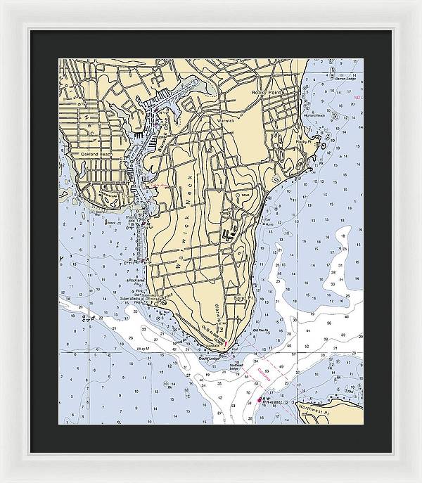 Warwick Neck-rhode Island Nautical Chart - Framed Print