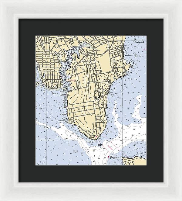 Warwick Neck-rhode Island Nautical Chart - Framed Print