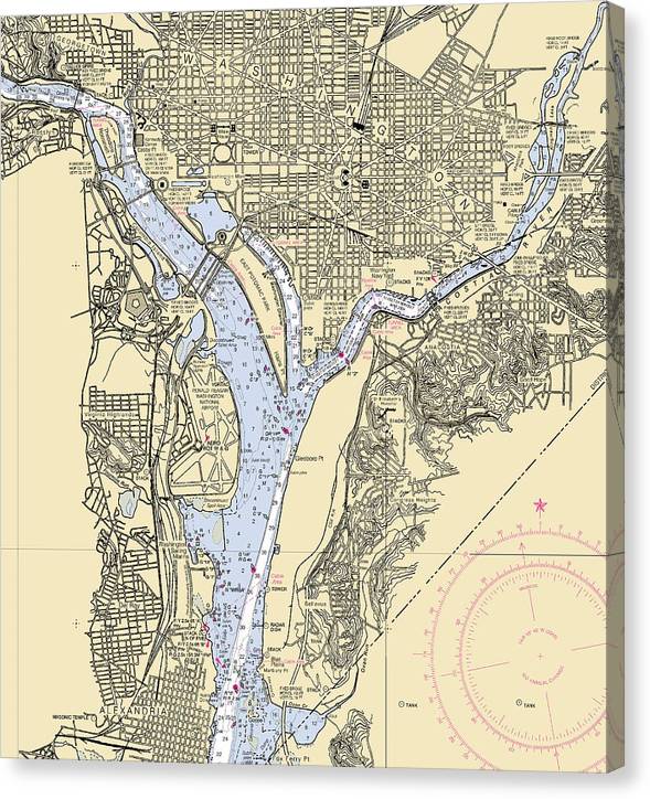 Washington Dc-Virginia Nautical Chart Canvas Print