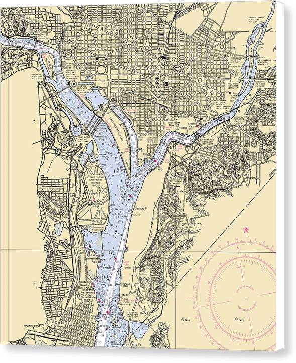 Washington Dc-virginia Nautical Chart - Canvas Print