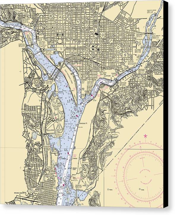 Washington Dc-virginia Nautical Chart - Canvas Print