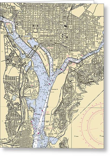 Washington Dc-virginia Nautical Chart - Greeting Card