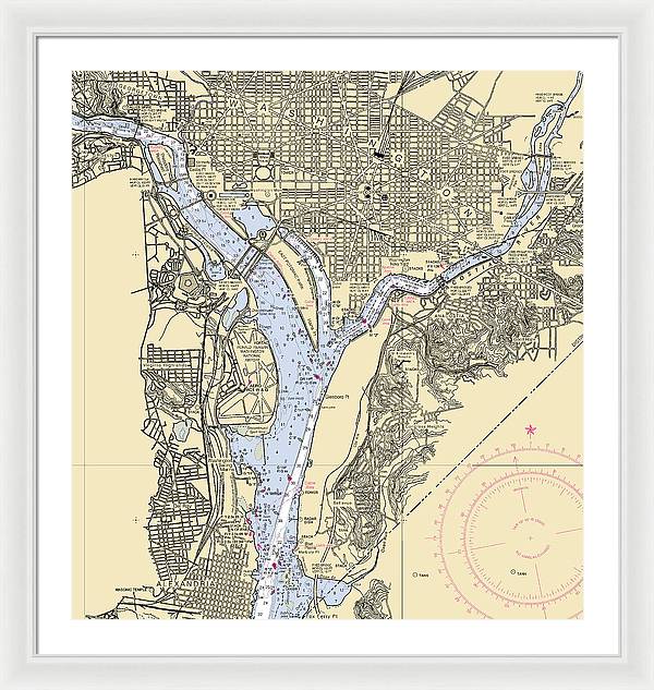 Washington Dc-virginia Nautical Chart - Framed Print