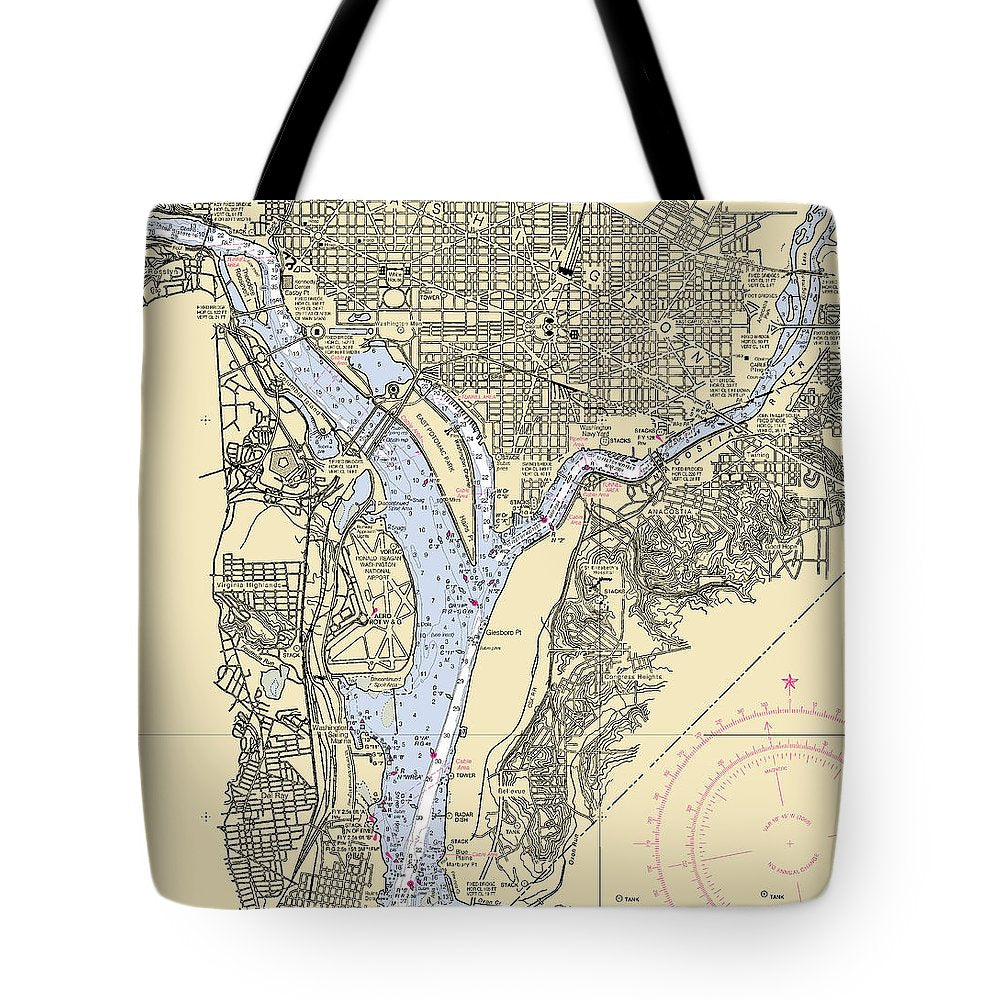 Washington Dc-virginia Nautical Chart - Tote Bag