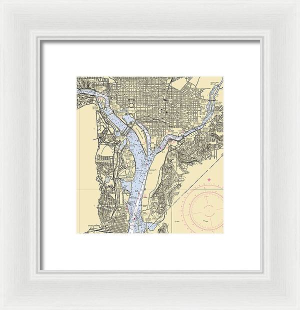 Washington Dc-virginia Nautical Chart - Framed Print