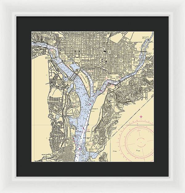 Washington Dc-virginia Nautical Chart - Framed Print