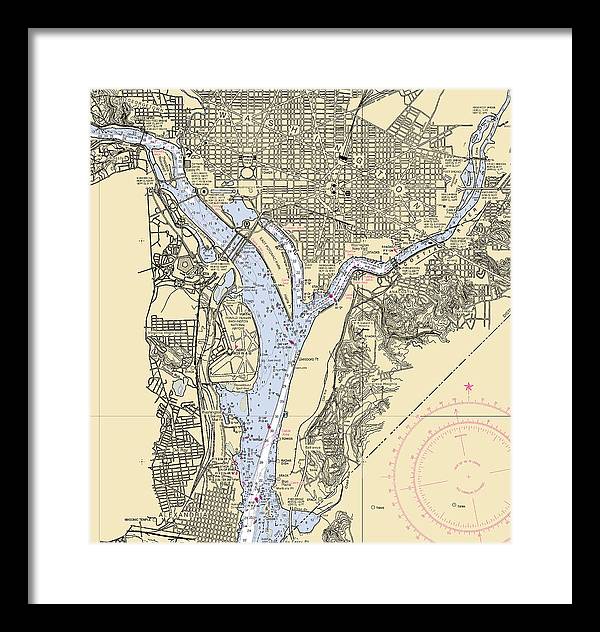 Washington Dc-virginia Nautical Chart - Framed Print