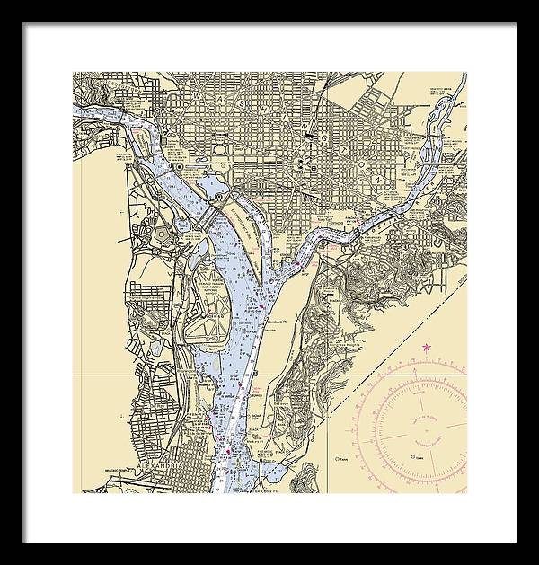 Washington Dc-virginia Nautical Chart - Framed Print