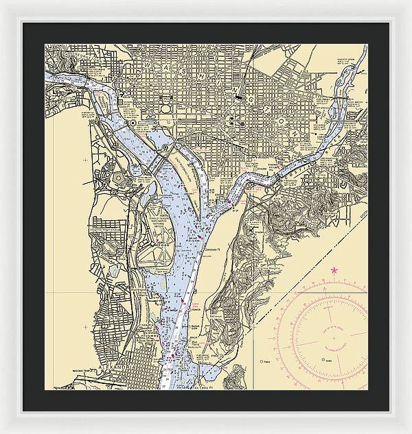 Washington Dc-virginia Nautical Chart - Framed Print