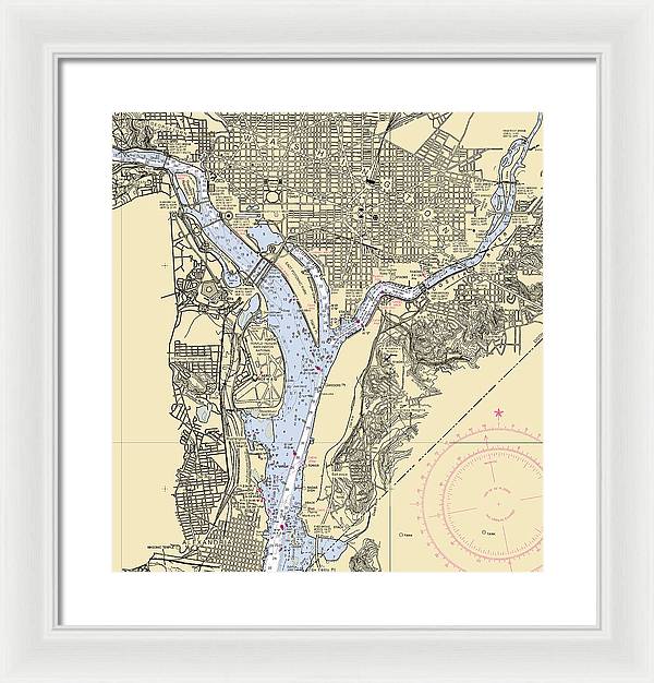 Washington Dc-virginia Nautical Chart - Framed Print