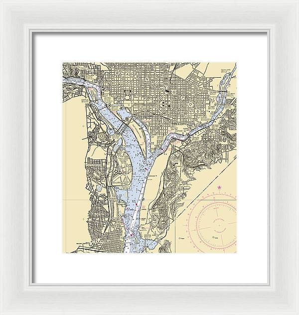 Washington Dc-virginia Nautical Chart - Framed Print