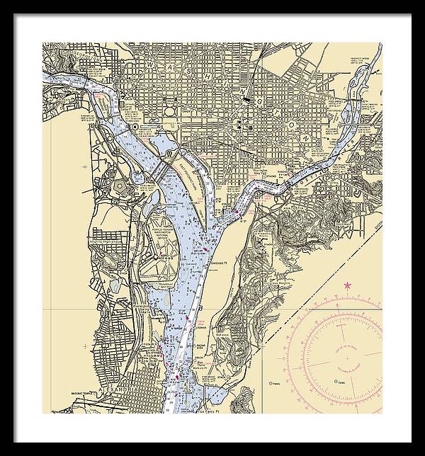 Washington Dc-virginia Nautical Chart - Framed Print