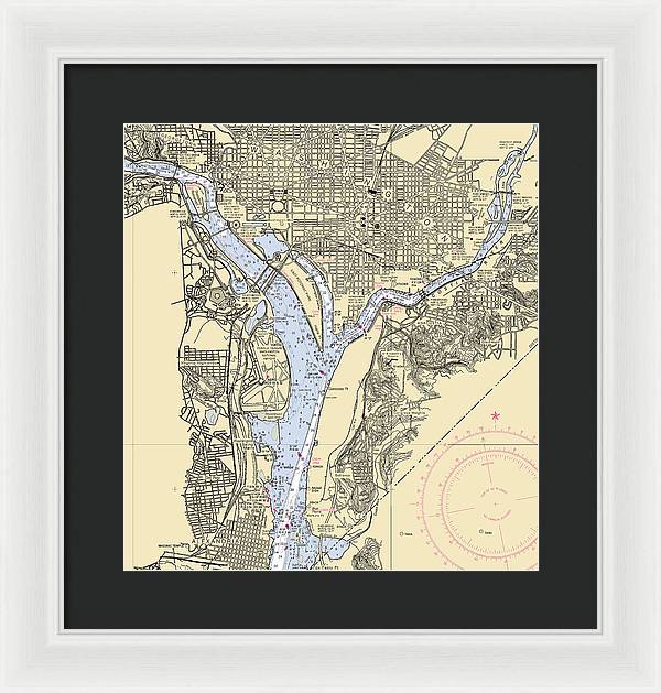 Washington Dc-virginia Nautical Chart - Framed Print