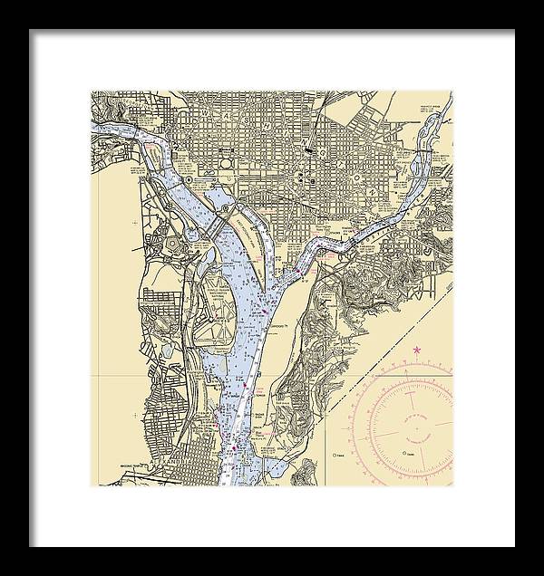 Washington Dc-virginia Nautical Chart - Framed Print