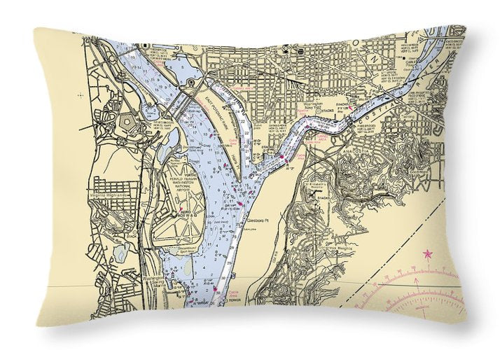 Washington Dc-virginia Nautical Chart - Throw Pillow