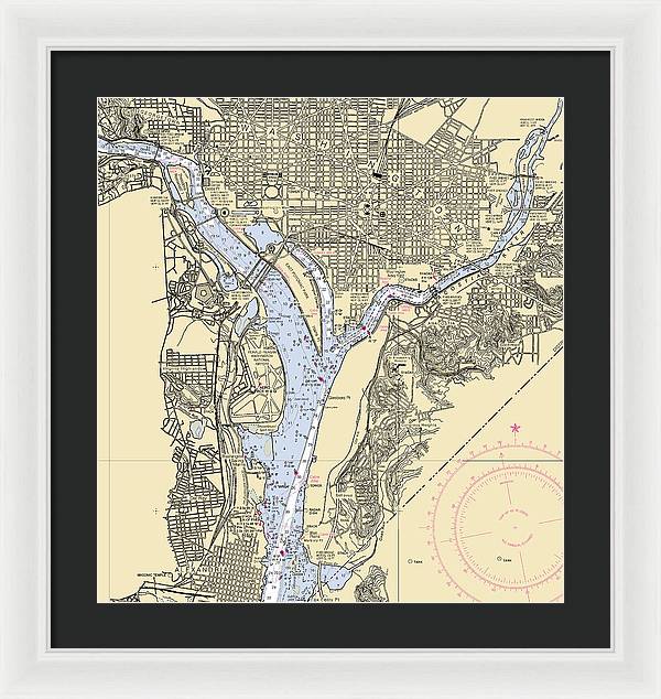 Washington Dc-virginia Nautical Chart - Framed Print