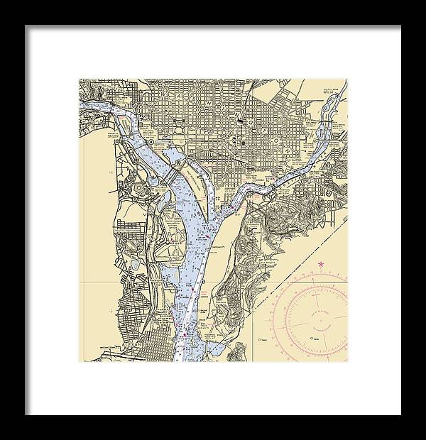 Washington Dc-virginia Nautical Chart - Framed Print