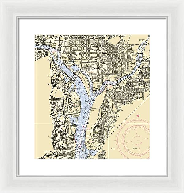 Washington Dc-virginia Nautical Chart - Framed Print