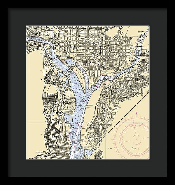 Washington Dc-virginia Nautical Chart - Framed Print