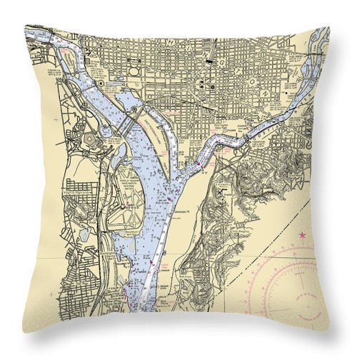 Washington Dc-virginia Nautical Chart - Throw Pillow