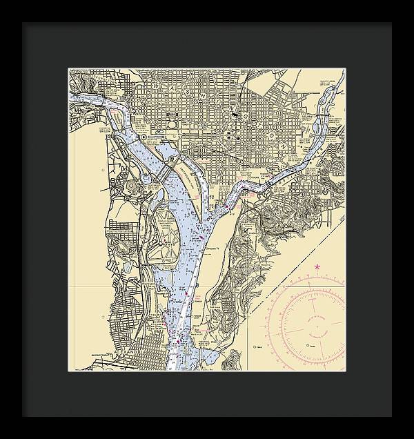 Washington Dc-virginia Nautical Chart - Framed Print