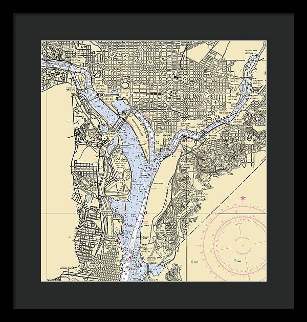 Washington Dc-virginia Nautical Chart - Framed Print