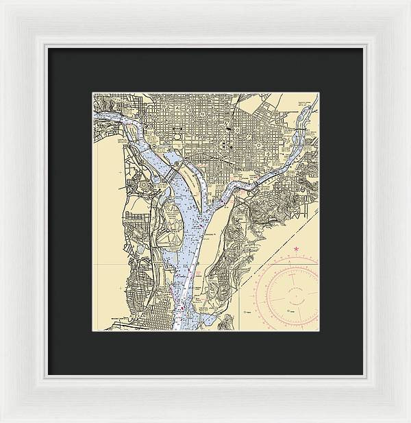 Washington Dc-virginia Nautical Chart - Framed Print