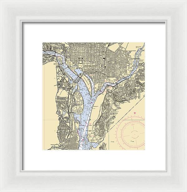 Washington Dc-virginia Nautical Chart - Framed Print