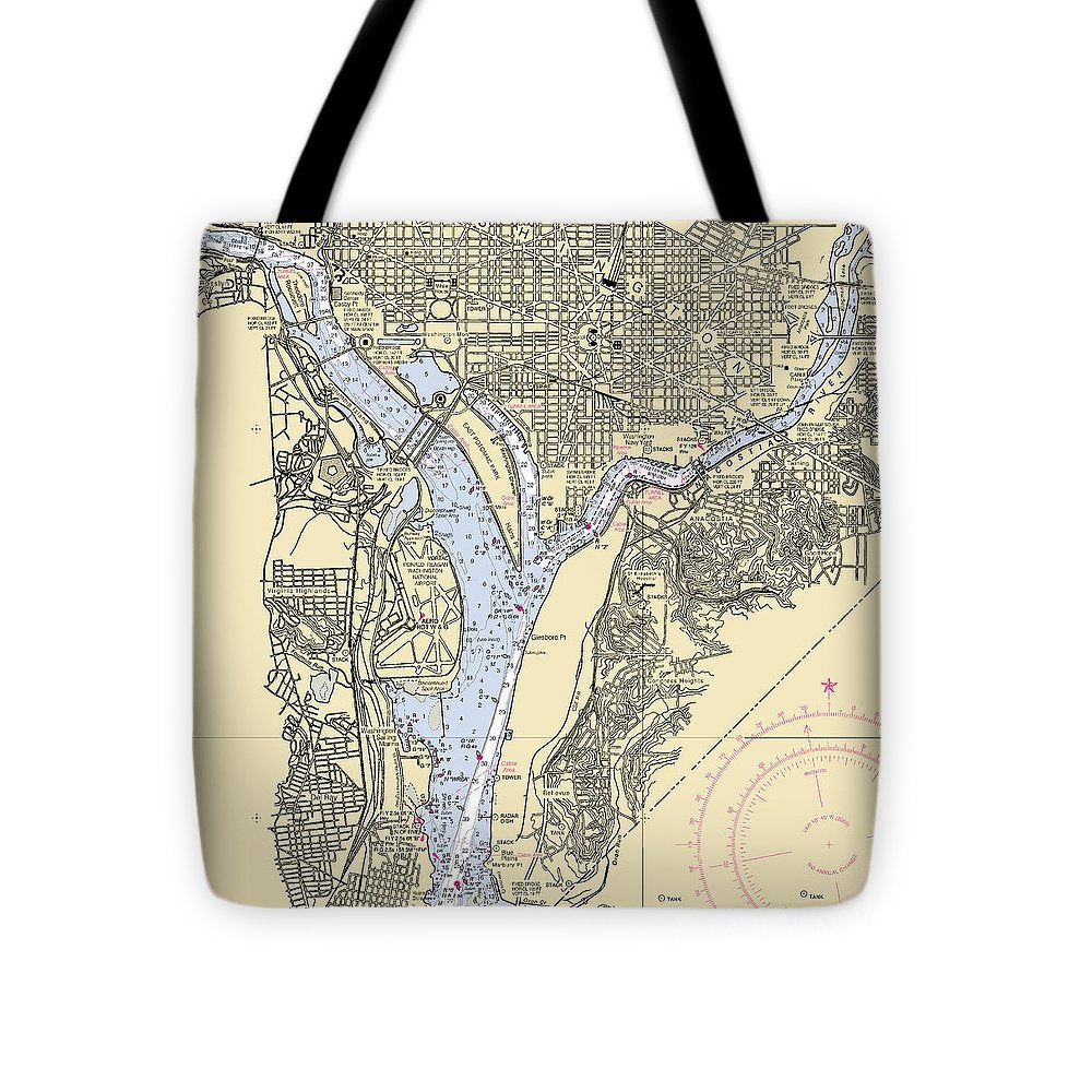 Washington Dc-virginia Nautical Chart - Tote Bag