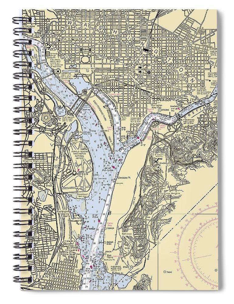 Washington Dc Virginia Nautical Chart Spiral Notebook